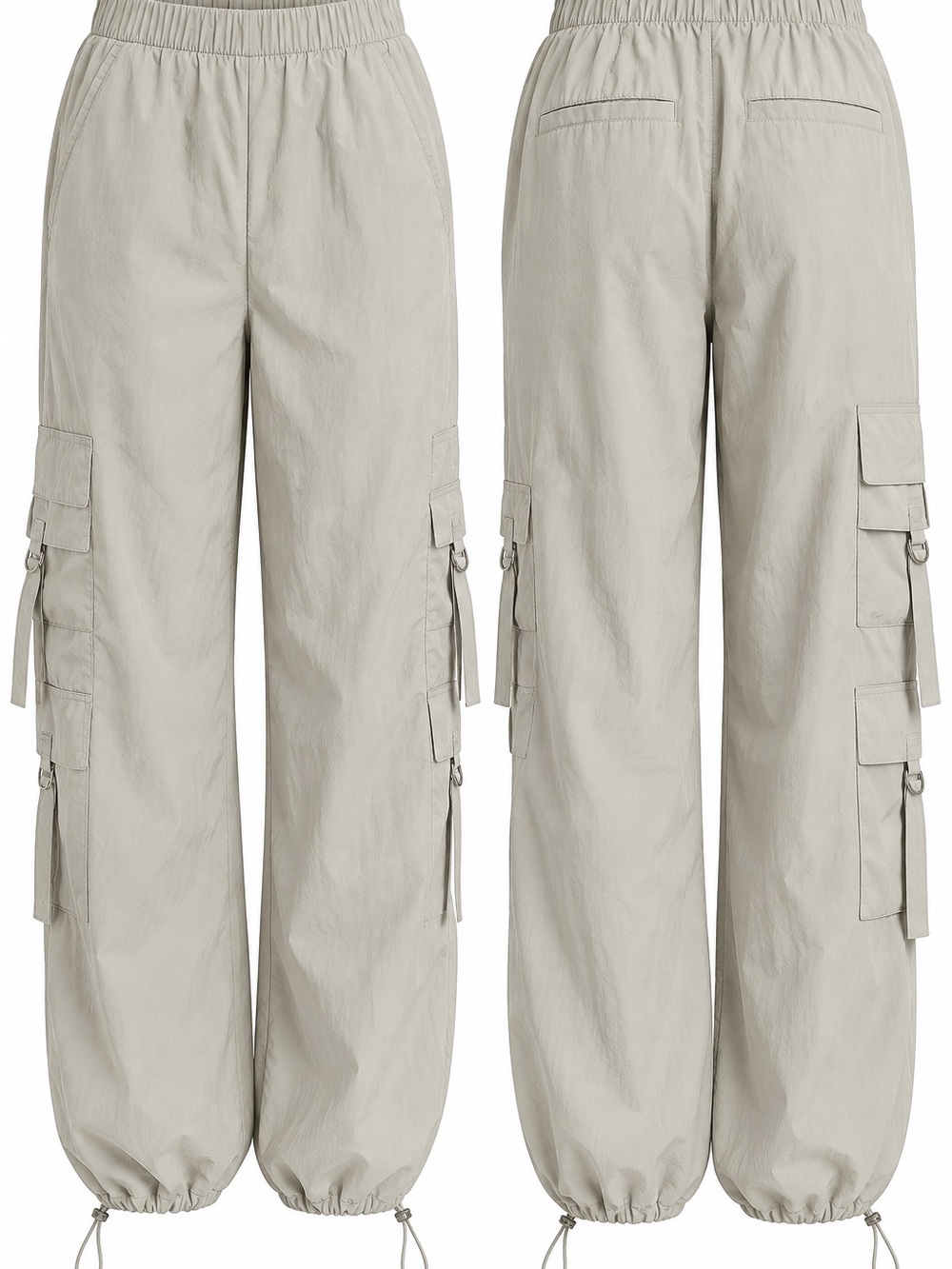 Zara Parachute Cargo Pants Beige Utility Y2K Gorpcore Size S
